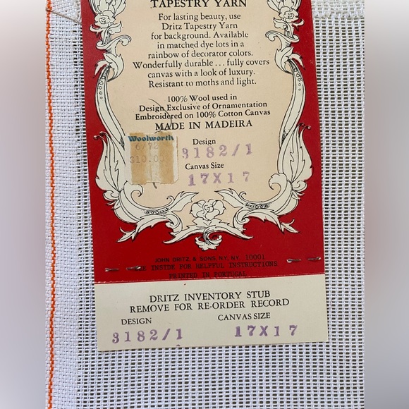 Red Strawberries PreWorked VTG NOS Dritz 3182/1 Needlepoint Madeira 17x17” - Picture 7 of 7